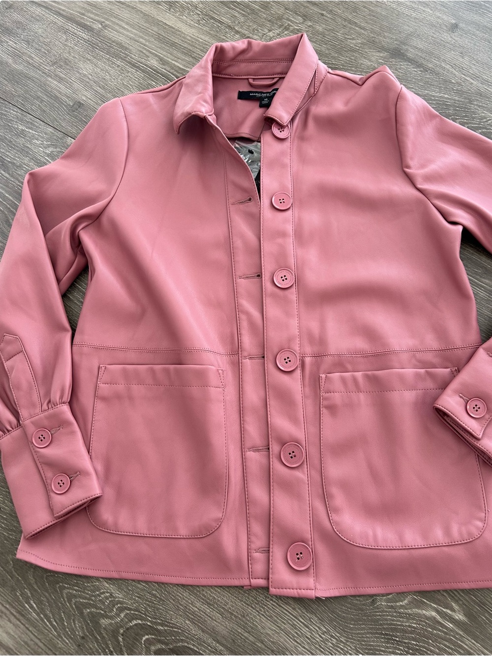 Marc New York Rose Pink Leather Button-Front Jacket